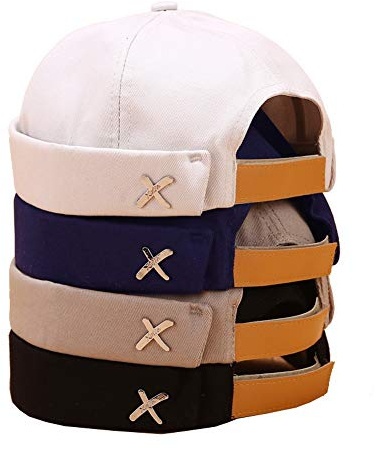Zegoo Cotton Brimless Docker Cap Adjustable Street Casual Lovers Visor-Less Sailor Skullcap Beanie Hat 4Pack