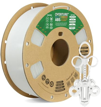 OVERTURE Filament ABS 1.75mm, 1kg Spule (2.2lbs), Maßgenauigkeit +/- 0.03 mm, für 3D-Drucker(Weiß)