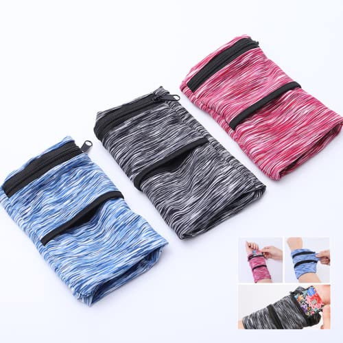 Handgelenkbeutel, Sport Handgelenktasche mit Reißverschluss, für Joggen, Spazieren, Laufen, Gassi gehen, Fahrrad und Yoga etc. (Red+Blue+Black, S)