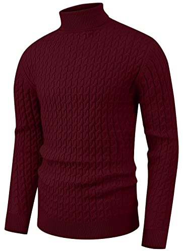 Sailwind Herrtröjor Ulltröja Herr Polokrage Tröjor Tvinnade Stickade Toppar Smal Passform Stickade Kläder Bas Enfärgad Pullover, Aa-vinröd, XXL
