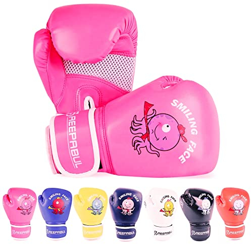 SAEEPABUL Kinder-Boxhandschuhe für Jungen und Mädchen, Boxhandschuhe für Kinder 3–15, Jugend-Box-Trainingshandschuhe, Kinder-Sparring-Boxhandschuhe für Boxsack, Kickboxen, Muay Thai, MMA, Pink, 113 g