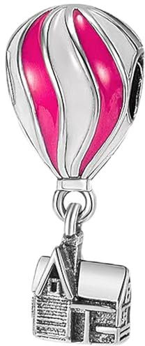 WINRARO Ciondolo Casa Rosa per bracciali, Ciondolo con Perline Fai da Te in Argento Sterling 925 Regalo Gioiello per Donne Ragazza Mamma Famiglia