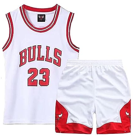 Completo Pallacanestro Bambino, 2 Pezzi Completo Pallacanestro Ragazzo, Magliette e Pantaloncini da Pallacanestro, Canotta Basket Bambino e Pantaloncin, Completino Basket 4-14 Anni(Bianco,XL,9-10Anni)