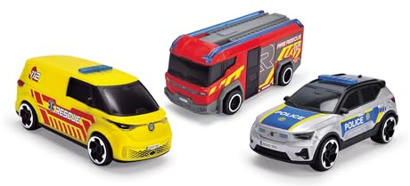 Dickie Equipo SOS 16CM. Set de emergencias; Ambulancia, Bomberos y policia. A Partir de 3 años (203712028038)