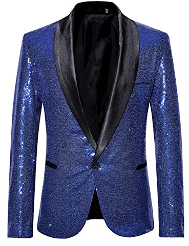 Blazer à Paillettes pour Hommes Vintage Fête Festive Costume de Mode Décontracté pour Homme avec Paillettes Homme Personnalité de la Scène Performance, Emcee, Paillettes, Couleur Unie Blazer Vestes