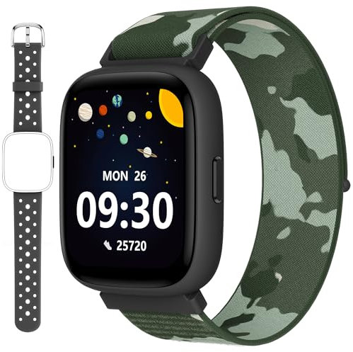 BIGGERFIVE Smartwatch Kinder, 1,8 Smartwatch Uhr Schrittzähler, Schlafmonitor, 24/7 Puls, Vibrationsalarm, IP68 Wasserdicht, Puzzlespiele mit/ohne App, für Mädchen Jungen Teens 5–16, 2 Bänder