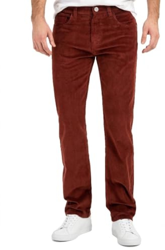 Rock Creek herr manchesterbyxor regular fit H-399, Vinröd, 31W / 32L