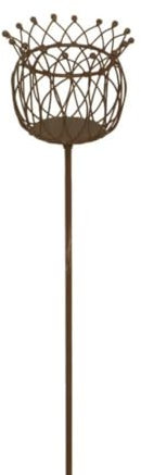 finehomegarden Korb am Stab Pflanzkorb braun rostfarbend Shabby Pflanzschale Gartendeko Ø12,5cm L80cm