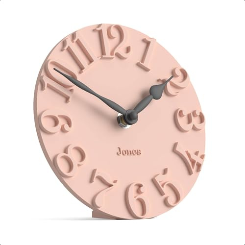 Jones Clocks® Hampstead Orologio da scrivania | Autonomo | Rosa rosa | Eleganti numeri modellati in rilievo | Ideale per mensole, camino, soggiorno, ufficio domestico o comodino