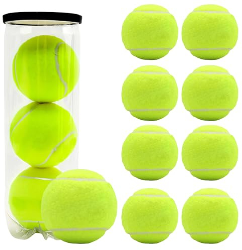 WIYETY 9 palline da tennis da allenamento: palla da tennis per principianti, tennis, cane, tempo libero, per allenamento tennis, lezioni e giocattoli per cani (3 x 3 pezzi)