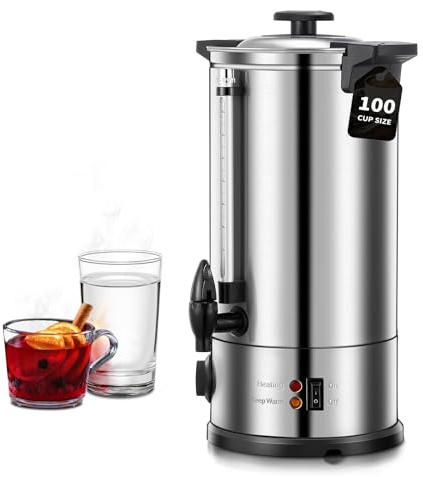 Bollitore Per Vin Brulé da 10 litri, Erogatore di Acqua Calda da 1500 W Con Rubinetto e Termostato, Erogatore Elettrico di Bevande Calde da 100 Tazze/ora, Pentola per Vin Brulé e Bollitore