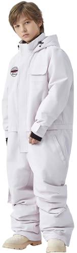 WOWULOVELY One Piece Snow Suit for Kids Toddler Girls and Boys Snowsuit Waterproof Insulated Winter Jumpsuit Coveralls Snowboard Suit White size 8