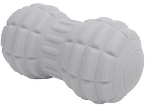 Jiawu Bola de Masaje Vibratoria de maní, Bola de Masaje Eléctrica de Doble Lacrosse TPE con 4 Intensidades, Rodillo Muscular para Liberación Miofascial y Recuperación Muscular (GRAY)