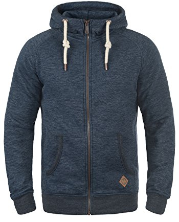 Solid SDVitu Herren Sweatjacke Kapuzenjacke Zip-Hoodie mit Kapuze Kordelzug Kängurutasche Reißverschluss Baumwollmischung Regular fit, Größe:L, Farbe:Insignia Blue Melange (8991)