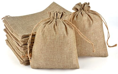 PLECUPE 20 Pezzi Sacchetti Juta, Sacchetti di Juta 20x30cm Sacchettini Bomboniere, Sacchetti Juta Bomboniere, Sacchi di Iuta Lino, Sacchetti di Tessuto Piccoli, Ripetibile per Regali di Nozze