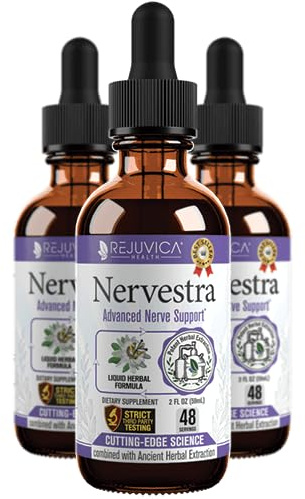 Nervestra Nerve Health Support Supplement - Fast-Absorbing Herbal Liquid Formula - Turmeric, White Willow Bark, B-Vitamins, Alpha Lipoic Acid, Acetyl-L-Carnitine and More