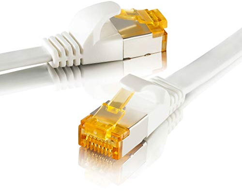 SEBSON Cable de red Ethernet 3m CAT 7 plano, LAN patch cable, 10Gbps, U-FTP apantallado, Conector RJ45 para Router, Ordenador, Módem, TV