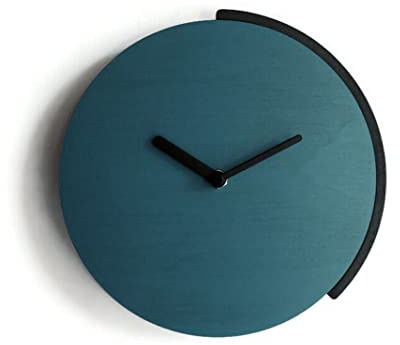 Diametro 25 cm piccolo orologio da parete tondo silenzioso ispirato all'angolo aureo colorato come verde petrolio e nero Particolari orologi a muro per sala Design italiano elegante e originale