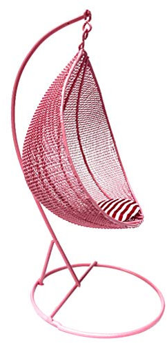 Balacoo Miniature Chair Dollhouse Balcony Courtyard Chair 1:12 Iron Crafts Rustic Realistic Pink