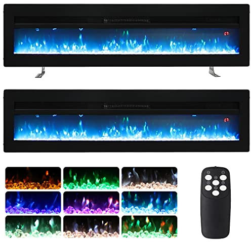 INMOZATA 102cm Electric Fire Recessed Wall Mounted Freestanding Electric Fireplace with Realistic LED Flame Effect, Adjustable Thermostat, Overheat Protection, 900W&1800W (102 cm/40 inch, Black)