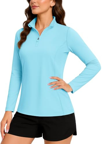 TACVASEN Womens Long Sleeve Tops UPF 50+ UV Sun Protection Shirt Outdoor Performance T-Shirt Cycling Shirt (M, Lake Blue)