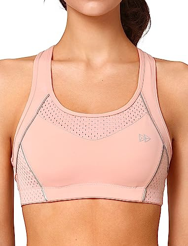 Yvette Soutien-Gorge de Sport Femmes Maintien élevé,Rose,3XL Grande Taille