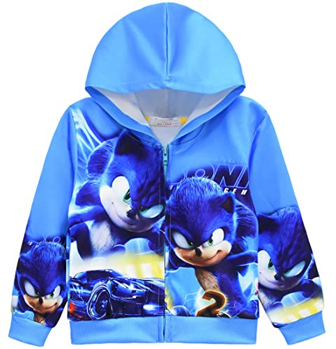 The Hedgehog 2 barn spel 3D Print Knuckles Zip sweatshirt baby pojkar jacka väska tröja blå huvtröja 3–10 år