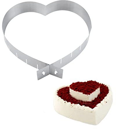 Anello per Mousse a Forma di Cuore in 6 Misure, Pirofile a Cuore Grandi, Pirofila a Cuore Regolabile, Resistente al Calore e Alle Alte Temperature, per Torte, Dessert a Forma di Cuore
