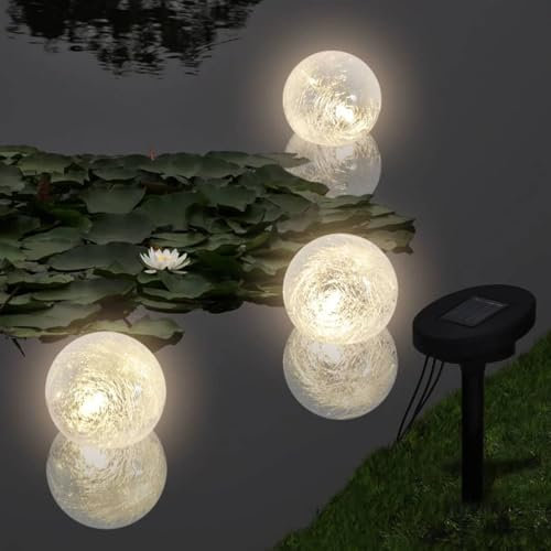 Homgoday Solaire Bol 3 LED Flottant Boule Lumineuse pour Bassin Piscine