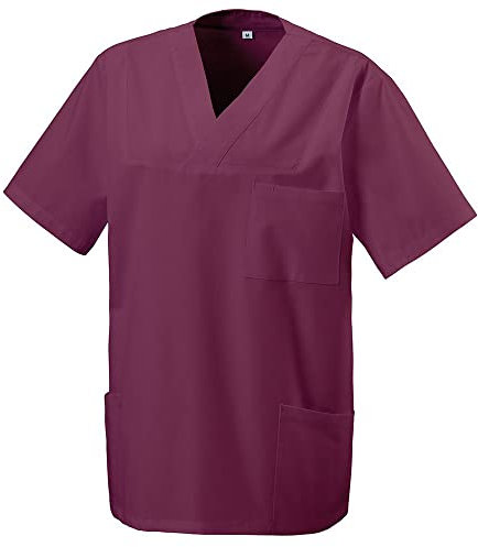 EXNER Medizinischer Schlupf-Kasack, OP-Kasack, Unisex, für Krankenpflege, Altenpflege, Farbe Bordeaux, Größe 6XL