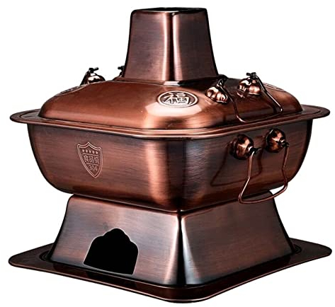 Pentola Shabu in Rame, Pentola Shabu Vintage, Pentola Shabu Shabu a Carbone Pentola Shabu in Rame Vintage Pentola Pentola Cinese in Acciaio Inossidabile 304 con Camino for Ristorante Domestico, Feste