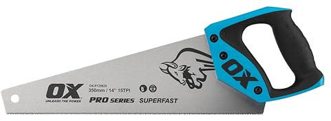 OX Pro 350mm Toolbox Hand Saw – Double Ground Fine Cutting Blade | Ergonomic Handle | Built-in Angle Guide | Model OX-P135635