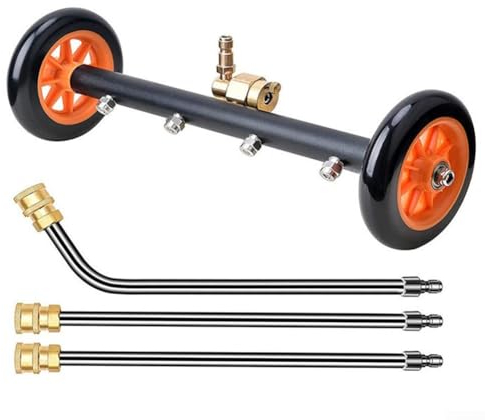 Whychstore Hochdruckreiniger-Unterbaureiniger 16 Zoll Unterboden Autowaschwasserbesen Unterwagen Hochdruckreiniger Aufsatz, Metall, Kugelventil, Reiniger, 4000 PSI, 4 Düsen, Wie Abgebildet