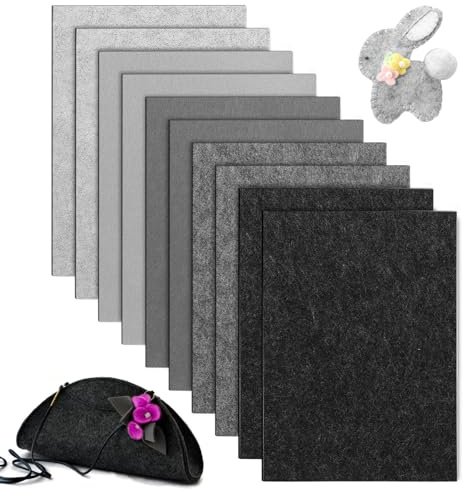 YSWOVUO 10 Piezas 20x30cm Hojas de Fieltro, Tela de Fieltro para Manualidades, Fieltro Rígido para Proyectos de Bricolaje, Bolsas de Fieltro Cosidas, Estuches para Lápices, Manteles Individuales