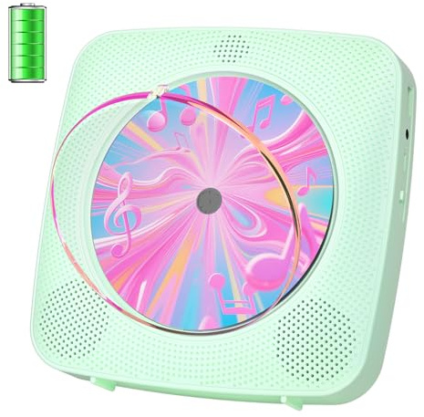 CD Player Portable: Kegaudio CD Players for Home with Speakers Bluetooth (Light green)