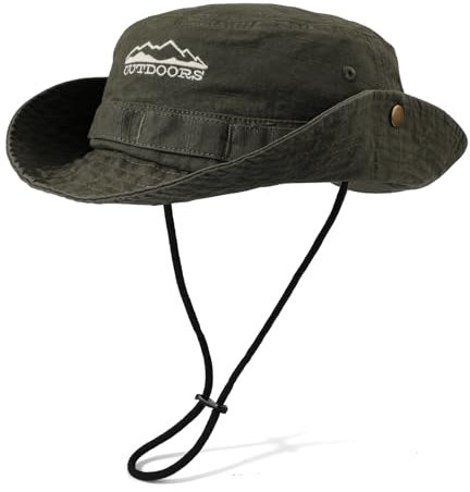 TAGVO Sombrero de Sol Anti UV Gorra para Hombre Mujer, Plegable Sombrero de algodón de ala Ancha con Cordón Ajustable, Sombrero de Pescador Gorra con Visera Bordada para el Sol al Aire Libre