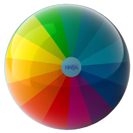 HABA Palla da gioco arcobaleno - 14 cm, con valvola, in plastica resistente, con colori arcobaleno, per interni ed esterni, dai 2 anni in su, 2012749001