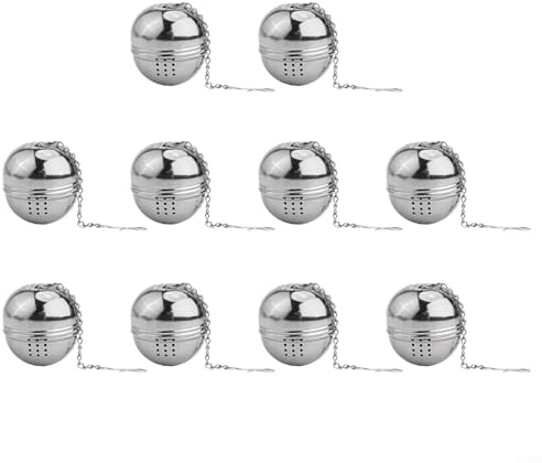 Lot de 10 boules à thé en acier inoxydable avec maille fine et crochet de chaîne, passoires à thé réutilisables pour tasses, tasses, théières, pour la maison, la cuisine, les fêtes