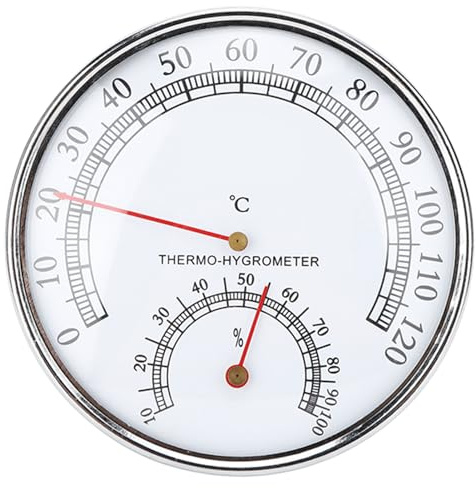 MTLAVISHIS Hygrómetro de sauna de metal y plástico Medidor de humedad de temperatura ambiente interior para sauna o familia Uso de aproximadamente 12 x 3 cm 185g