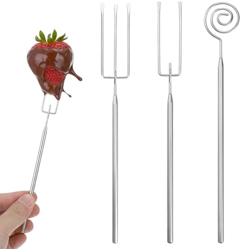 3 Piece Chocolate Dipping Tool, Stainless Steel Candy Dipping Tools, Chocolate Dipping Fork Supplies, Fondue Fork, Spiral Fork for Chocolates, Fondue, Baking