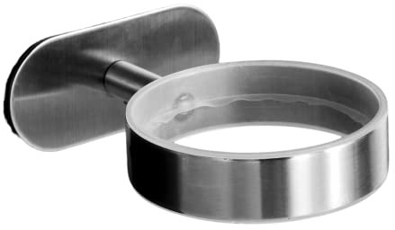 Ambrosya - Porta Asciugacapelli Senza Foratura - Supporto a Parete per Incollare (Acciaio Inossidabile (Spazzolato))