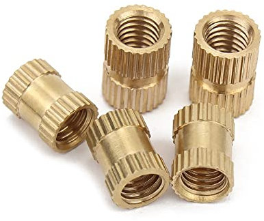 CONPHERON Tuercas moleteadas de rosca hembra, tuercas de insertos roscados de latón, M3x5x4 mm,60 pcs