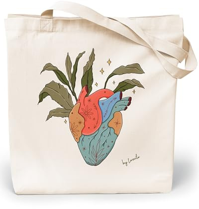 Loxato Tote Bag Tela – Bolsa de Algodón - Bolsas Originales - Bolso Shopper Mujer - Tote Bag Aesthetic - Bolsa de Tela Grande Extra Ancho 8cm Asas Largas - Bolsas de Algodón Natural
