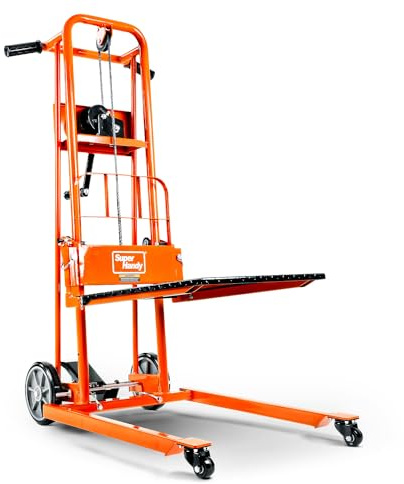 SuperHandy Material Lift Winch Stacker, Pallet Truck Dolly, Lift Table, Fork Lift, 330 Lbs 40 Max Lift w/ 8 Wheels, Swivel Casters [Patented]