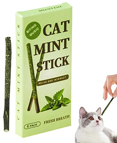 Silvervine Catnip Sticks - 6 Catmint Silvervine Blend, Cat Chew Toys for Kitten Teeth Cleaning | Cat Toys for Dental Care, Xiaolan Toys