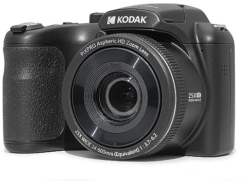 KODAK PIXPRO Astro Zoom AZ255-BK 16MP Digital Camera with 25X Optical Zoom 24mm Wide Angle 1080P Full HD Video and 3 LCD (Black) (Renewed)