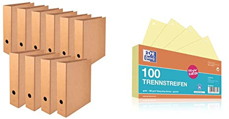 Original Falken 10er Pack Vegan-Ordner Pure Nature. 8 cm breit DIN A4 Braun Aktenordner Briefordner Büroordner Pappordner Schlitzordner & Oxford Trennstreifen, 190 g/m², gelb, 100 Stück