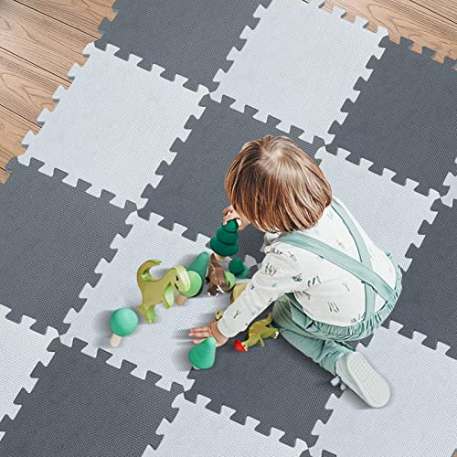 18 pièces Tapis de Jeu en Mousse avec Bordure, Carreaux de Sol en Mousse emboîtables pour Enfants, Tapis de Sol en Mousse Puzzle pour bébé, Tapis d'exercice