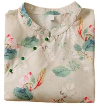 Summer Hanfu - Blusa holgada de algodón, manga 3/4, ropa tradicional china con botones de rana china A04, Varios colores, XL