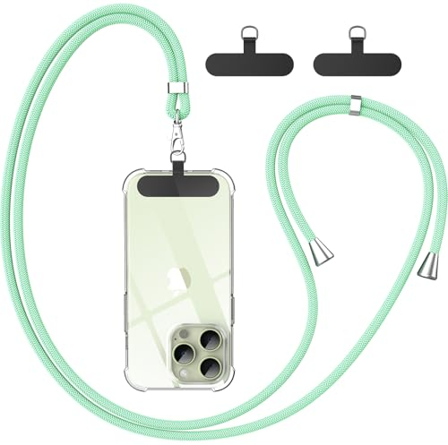 caslord Handyband Universal, Handy Lanyard mit 2 Stück Universelles Patch, Handyband mit Hülle kombinierbar, Einstellbar und Abnehmbar - Grün